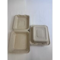 8x8 Molded Fiber Hinged Container - 50 Each